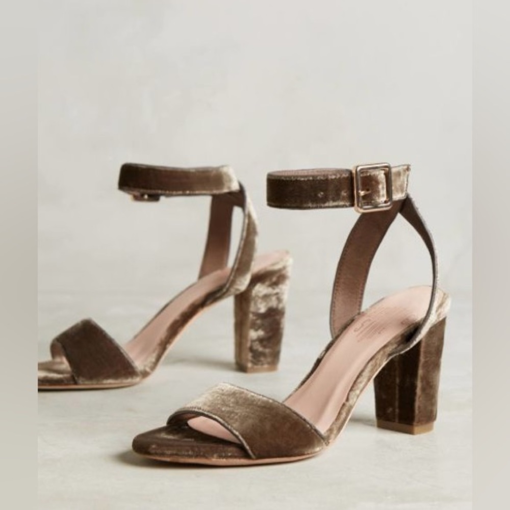 Anthropologie Charlotte Stone Velvet Heels Size 9
